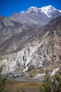 Pisang Peak and Forest in the Himalaya mountains, Annapuna region, Nepal Royalty Free Stock Photo