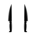 black and white logo two kitchen knife vector icon