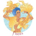 Pisces as a beautiful man with swarthy skin Royalty Free Stock Photo