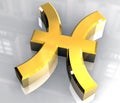 Pisces astrology symbol in gold (3d)