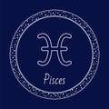 Pisces Astrology Zodiac Sign Isolated in Circle