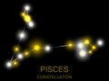 Pisces constellation. Bright yellow stars in the night sky. A cluster of stars in deep space, the universe. Vector illustration Royalty Free Stock Photo