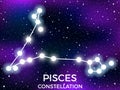 Pisces constellation. Starry night sky. Cluster of stars and galaxies. Deep space. Vector Royalty Free Stock Photo
