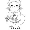 Pisces cute cartoon zodiac cat