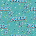 Pisces Cute 3D illustration Zodiac signs seamless pattern , Zodiac icons astrological pattern Horoscope symbols Royalty Free Stock Photo