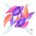 Pisces, fishes, Zodiac sign. Astrological horoscope collection. Royalty Free Stock Photo