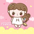 Pisces horoscope tattoo as fish cartoon love illustration doodle Royalty Free Stock Photo