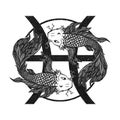 Pisces illustration black and white