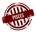 pisces - red round grunge button, stamp Royalty Free Stock Photo