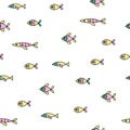 Pisces. Seamless pattern. Little fish.