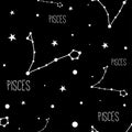 Pisces. Seamless pattern with zodiac sign