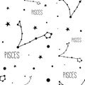 Pisces. Seamless pattern with zodiac sign