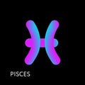 Pisces Text horoscope Zodiac sign 3D shape Gradient Royalty Free Stock Photo