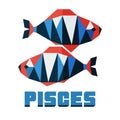 Pisces. Vector horoscope, polygonal flat zodiac sign, astrological sign