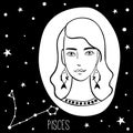 Pisces. Woman with zodiac sign Royalty Free Stock Photo