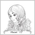 Pisces. A young beautiful girl In the form of one of the signs