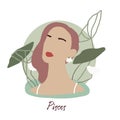 Pisces zodiac as fashionable woman. Female astrological horoscope sign illustration Royalty Free Stock Photo