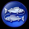 Pisces zodiac button icon