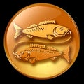 Pisces zodiac button icon