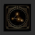 Pisces zodiac constellation symbol with modern, esoteric and boho styles