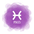 Pisces. Zodiac sign. Astrological calendar. Zodiacal color vector horoscope. Smoky circle. Line symbol