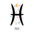 Pisces. Zodiac sign. Astrological horoscope signs on white background. Stylized symbol Royalty Free Stock Photo