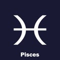 Pisces zodiac sign. Astrological symbol. Vector icon on dark Royalty Free Stock Photo