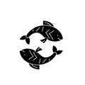 Pisces zodiac sign black icon, vector sign on isolated background. Pisces zodiac sign concept symbol, illustration Royalty Free Stock Photo