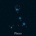 Pisces zodiac sign. Bright stars in the cosmos. Constellation Pi