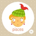 Pisces zodiac sign, girl with fish tail