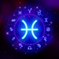 Pisces zodiac sign, horoscope symbol, vector illustration Royalty Free Stock Photo