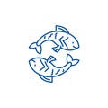 Pisces zodiac sign line icon concept. Pisces zodiac sign flat  vector symbol, sign, outline illustration. Royalty Free Stock Photo