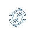 Pisces zodiac sign line icon concept. Pisces zodiac sign flat  vector symbol, sign, outline illustration. Royalty Free Stock Photo