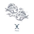 Pisces zodiac sign. The symbol of the astrological horoscope. Royalty Free Stock Photo