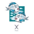 Pisces zodiac sign. The symbol of the astrological horoscope. Royalty Free Stock Photo