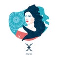 Pisces zodiac sign. The symbol of the astrological horoscope. Royalty Free Stock Photo