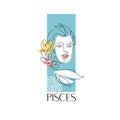 Pisces zodiac sign. The symbol of the astrological horoscope. Vector illustration. Royalty Free Stock Photo