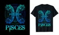 Pisces Zodiac Sign T shirt Design Vector Illustration Royalty Free Stock Photo