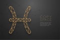 Pisces Zodiac sign wireframe Polygon golden frame structure, For