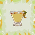 Pisco Punch peruviancocktail illustration. Alcoholic classic bar drink hand drawn vector. Pop art