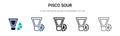 Pisco sour icon in filled, thin line, outline and stroke style. Vector illustration of two colored and black pisco sour vector Royalty Free Stock Photo