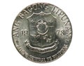 1 Piso ISANG BANSA ISANG DIWA coin, Bank of Philippines. Obverse, issue 1979 Royalty Free Stock Photo