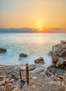 Piso Livadi beach on Paros island at sunrise