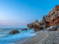 Piso Livadi beach on Paros island at sunrise Royalty Free Stock Photo