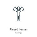 Pissed human outline vector icon. Thin line black pissed human icon, flat vector simple element illustration from editable