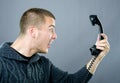 man yelling on phone Royalty Free Stock Photo