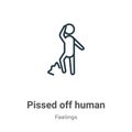 Pissed off human outline vector icon. Thin line black pissed off human icon, flat vector simple element illustration from editable