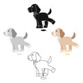 Pissing dog vector icon in cartoon,black style for web