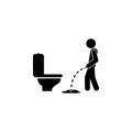 pissing by the toilet icon. Simple glyph of universal set icons for UI and UX, website or mobile application
