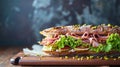 Pistachio Adorned Mortadella Delight: A Majestic Display on a Rustic Wooden Table